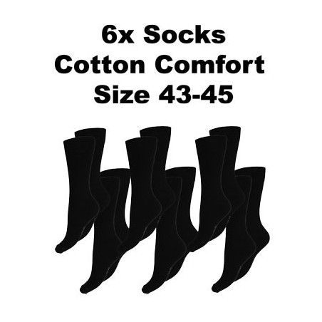 Heren Sokken Cotton Comfort 6Pack Zwart Maat 43-45