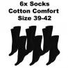 Men's Socks Cotton Comfort, 6Pack Black, Size 39-42