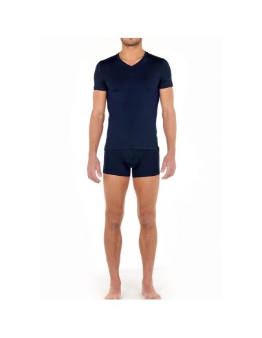 HOM V-Shirt Tencel Soft Navy
